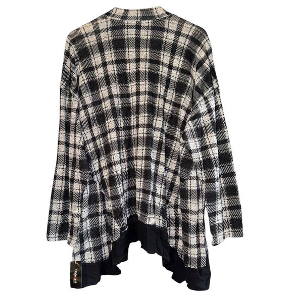 NWT Style & Co Plaid Asymmetrical Hem Mock Neck Blouse Women's 3X Preppy Work - Picture 5 of 6